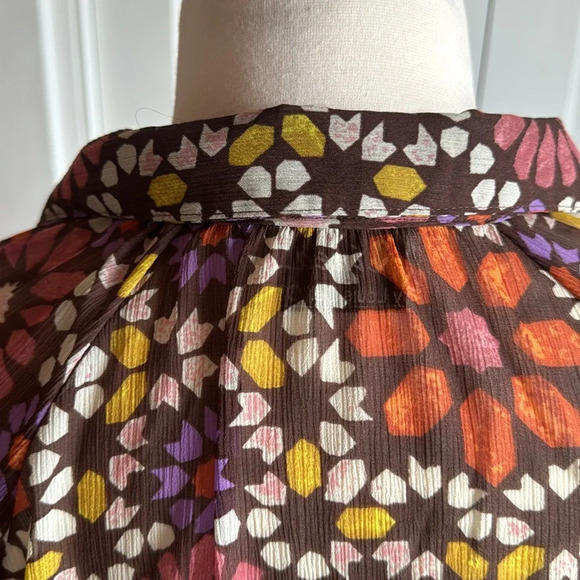 🤩 Vintage Linea Del Ollio semi sheer Retro print Blouse with matching Belt 🤩 - Picture 3 of 9